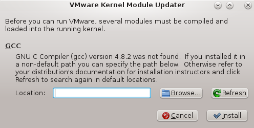 P.S.如果你安装完VMware运行出现这样的界面，很可能是你没有安装编译器